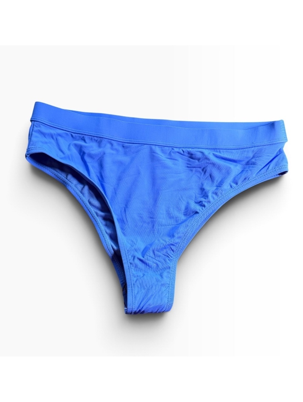 ROXY periwinkle blue banded high waist cheeky bikini bottom size Large New